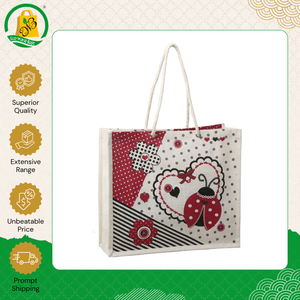 Sacs de courses en jute de qualité supérieure, 100 % écologiques, à la mode, avec impression personnalisée et poignée en corde de coton, pour la vente en gros - Product Image 2