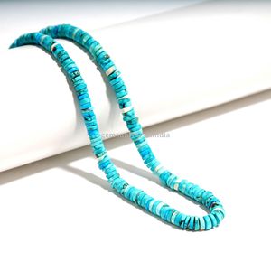 Perles Heishi en turquoise africaine, 6 mm et 7 mm, perles lisses en pierre précieuse turquoise, prix de gros, brin de 16 pouces pour la fabrication de bijoux - Product Image 4