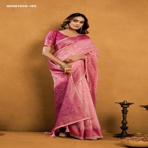 Sari en coton filé de haute qualité avec tissage jacquard, motif Butti sur toute la surface, pallu ombré et bordure Zari – Exportateur indien - Product Image 1