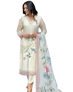 Summer Special Imported Indian Silk Organza Sari Salwar Suit Set Light Weighted Embroidery Sequence Work <b>Weddings</b> Long Length - Product Image 1