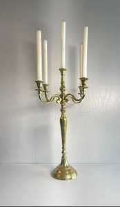 5 Arms Antique Luxury <b>Candelabra</b> Table Display Wedding Occasion Decoration Event Supplies Brass Gold Finish Candle Holder - Product Image 4