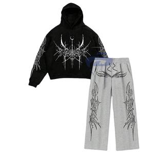 Survêtements pour hommes, sweat à capuche imprimé pour l'hiver, pantalon de jogging, ensemble de survêtement streetwear léger, coupe-vent, respirant - Product Image 1