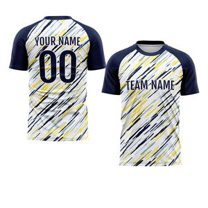 Camiseta de Fútbol Personalizada Sublimada para Hombre, Manga Corta, Absorbente de Humedad, Antibacteriana, de Secado Rápido, Cuello Redondo, 100% Poliéster, Nombre del Equipo - Product Image 1