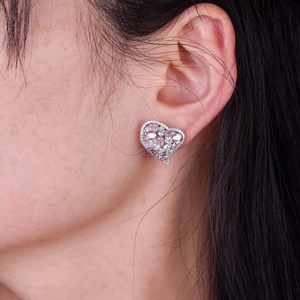 Boucles d'oreilles en diamant rose certifié en forme de cœur, or 10k 14k 18k, bijoux en diamant créé en laboratoire, qualité export, bijoux fins durables - Product Image 4