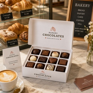 Boîte cadeau en papier pour <span class=keywords><strong>chocolat</strong></span> avec logo personnalisé, écologique, dorée à chaud - Product Image 1