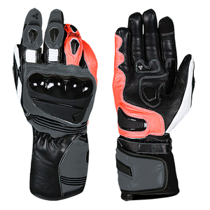 Guantes de Motocicleta de Cuero con Protección Rígida en los Nudillos, Estilo Guanteleta Completa, para Motociclismo y Carreras - Product Image 1