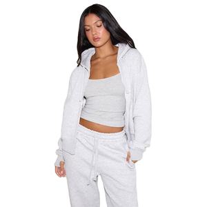 Sweat à capuche zippé en molleton de coton doux de haute qualité pour femmes, couleur et design personnalisables, logo frontal - Décontracté pour l'hiver/l'automne/le printemps - Product Image 1