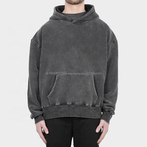 Sweats à capuche de haute qualité pour hommes Logo personnalisé No Strings Sweat à capuche oversize lourd recadrée Boxy Fit Hoodie - Product Image 3