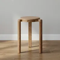 Table basse ronde en bois moderne, design minimaliste, fabrication artisanale, meubles de salon, base à trois pieds