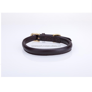Saman Exports Premium Quality Dark Brown Leather Round <b>Dog</b> <b>Collar</b> Top Indian Supplier Wholesaler and Manufacturer - Product Image 4