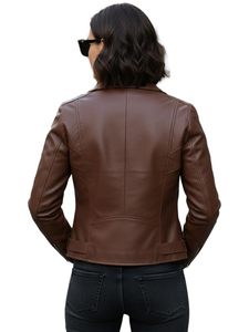 Chaquetas de Mujer a la Moda, Diseño Personalizado, Chaquetas de Cuero Genuino de Primera Calidad con Cierre - Product Image 2