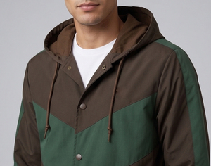 Chaqueta Cortavientos con Capucha para Hombre, Chaqueta Cortavientos para Senderismo al Aire Libre, 100% Nailon y Poliéster, Botones Frontales con Bolsillos Laterales - Product Image 6