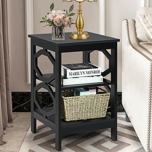 3-Tier Nightstand and <b>Sofa</b> <b>Side</b> Accent <b>Table</b> <b>for</b> Bookcases - Product Image 2