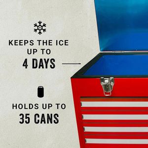 Serie Nostalgia 21 Qt. Frigo Portatile in Metallo Stile Cassetta degli Attrezzi Industriale Retrò 20L Rosso per Campeggio e Tailgating - Product Image 6