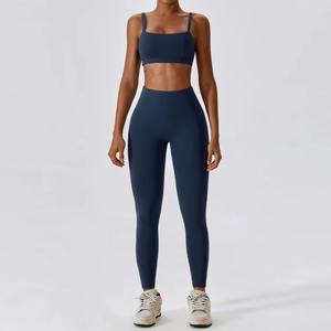 Leggings y Sujetador Deportivos de Yoga para Mujer, Diseño Nuevo y Moderno, Venta al Por Mayor, Sin Costuras, Alta Elasticidad, Color Sólido, con Bolsillo - Product Image 3