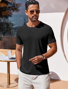 Camiseta de Hombre Negra, Corte Ajustado, Manga Corta, Cuello Redondo, Secado Rápido, Tejido de Punto, Color Sólido, Poliéster - Product Image 2