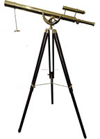 Télescope principal d'ancre à double baril de finition en laiton brillant de conception nautique avec support de trépied en bois marron réglable
