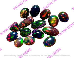 Opale noire éthiopienne FAIJAN GEMS 100 % naturelle de haute qualité, évaluée par un tiers, cabochon de forme mixte, taille personnalisable - Product Image 6