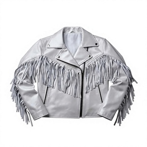 Veste pour homme Ever Glow en cuir de mouton blanc, col montant, fermeture éclair, coupe classique, automne, écologique, imperméable, grande taille - Product Image 1