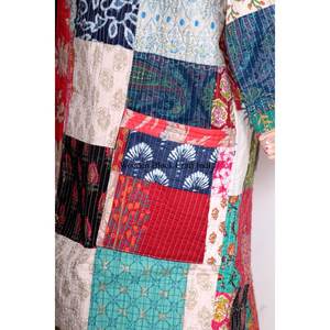 Chaqueta Kantha de seda hecha a mano con patchwork, estilo kimono japonés, ropa de playa, bohemia, de invierno, multicolor, con cinturón de lazo, kimono tipo bata. - Product Image 2