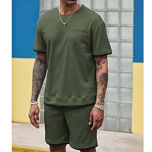 ชุดเซ็ตเสื้อยืดแขนสั้นและกางเกงขาสั้นผู้ชาย ผ้าฝ้าย 100% ปรับแต่งโลโก้ได้ ชุด 2 ชิ้น - Product Image 4