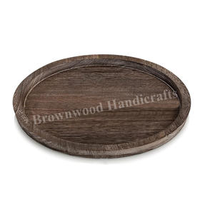 ถาดเสิร์ฟทรงกลมทำจากไม้สีตกแต่งสีขาวเผาด้วยมือไม่เหมือนใคร - Product Image 2