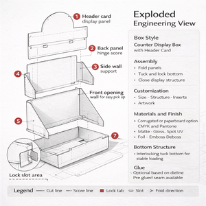 Caja <span class=keywords><strong>de</strong></span> Exhibición <span class=keywords><strong>de</strong></span> Cartón Corrugado Personalizada con Tarjeta <span class=keywords><strong>de</strong></span> Encabezado y Fondo Encastrable, Venta al Por Mayor Directa <span class=keywords><strong>de</strong></span> Fábrica, CMYK Pantone - Product Image 3