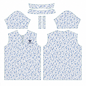 เสื้อโปโลผู้ชาย Trackstar สีขาว-น้ำเงิน ลายใบไม้แบบนามธรรม แขนสั้น คอปกติดกระดุม เสื้อกอล์ฟลำลอง สกรีนโลโก้ได้ - Product Image 5