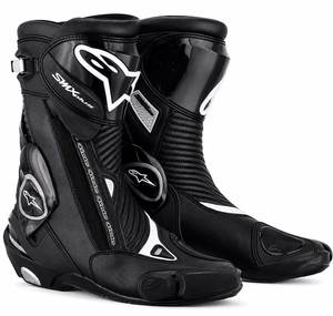 Bottes de moto SMX-Plus pour homme, en cuir véritable noir, fermeture éclair, résistantes à l'abrasion, toutes saisons - Product Image 1