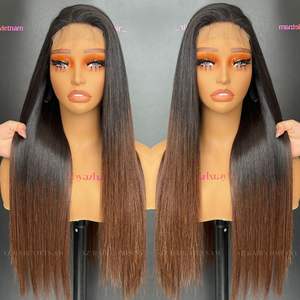 Peluca recta de hueso con punta negra y marrón personalizada, extensiones de cabello humano vietnamita 100% reales, longitud completa, lista para enviar - Product Image 6