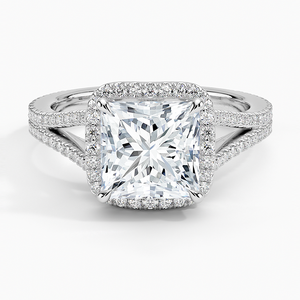 Bague BOJ 089 en argent 925, taille princesse, avec halo de pierres et griffes, solitaire diamant 2 carats, couleur D, VVS1, moissanite certifiée GRA, prix bas - Product Image 1
