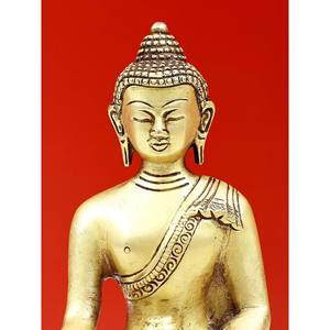 Sculpture de Bouddha Bhumisparsha en laiton de 6 pouces faite à la main petit article fabriqué en Inde - Product Image 4