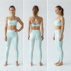 Leggings Largos Estampados a Rayas para Mujer, Pantalones de Yoga Elásticos de Punto, Leggings Transpirables para Gimnasio y Entrenamiento, Leggings de Yoga para Dama - Product Image 5