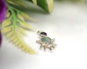Pendentif en argent 925 plaqué argent avec améthyste et amazonite, style luxueux, collier unisexe, à porter tous les jours - Product Image 3