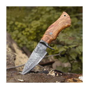 Custom Handmade Damascus Steel Hunting Skinning Knife 10" Fixed Blade Rose Wood Handle Damascus Guard Clip Point Ambidextrous - Product Image 1