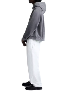 Sudadera con Capucha para Hombre, Corte Regular, Color Gris, Manga Larga, Color Sólido, Felpa, Informal, para Otoño, con Bolsillos, 100% Algodón Tejido - Product Image 2