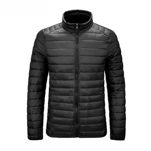 Autumn Coated Canvas <b>Parka</b> Men Solid Stand Collar Zipper Closure Casual Hooded Windproof Puffer <b>Jacket</b> Pockets Warm Streetwear - Product Image 6