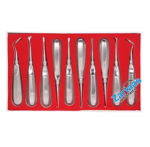 Kit d'instruments dentaires en acier inoxydable de haute qualité, 10 pièces, pour l'éloignement et l'extraction des racines dentaires - Product Image 1