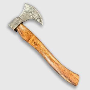 Hacha Vikinga Hecha a Mano con Cabeza de Acero de Damasco, Mango de Madera, Funda de Cuero, 5 Hojas, 18 cm de Longitud Total, 1.5 kg, Grado Industrial - Product Image 2