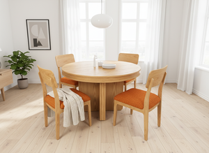 Ensemble de table basse ronde moderne avec 4 chaises en frêne massif et placage MDF, léger et durable - Product Image 5