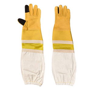 Gants d'apiculture professionnels ventilés en cuir de chèvre avec manches en maille, compatibles écran tactile, unisexe, pour usage extérieur - Product Image 5
