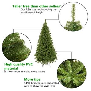Albero di Natale Artificiale in PVC di Alta Qualità, 2,3m con 1450 Rami e Decorazioni per Esterni - Product Image 3