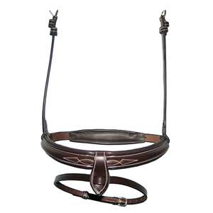 Correa de nariz de cuero marrón premium FAB International con acolchado y herrajes de latón sólido/acero inoxidable para brida inglesa - Product Image 1