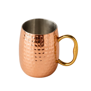 Mug Moscow Mule en cuivre martelé pur de qualité supérieure, tasse à bière en cuivre massif avec poignée en laiton, vaisselle artisanale faite à la main pour la vente en gros - Product Image 5