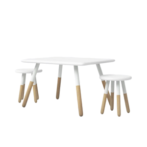 ชุดโต๊ะและเก้าอี้สำหรับเด็ก3ชิ้นทำจากไม้สีขาวทันสมัยออกแบบตามหลักการยศาสตร์สำหรับโรงเรียนอนุบาลห้องนั่งเล่นห้องเด็กเล่น - Product Image 3