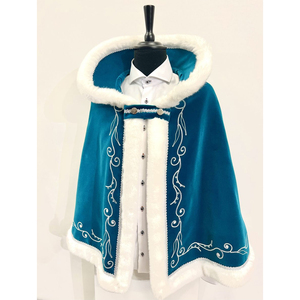 Black Velvet Cape With White Embroidery Trim Carnival Prince Cape Festival Wear Traditional Cape - Product Image 5