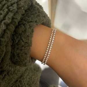 Floating Lab Grown Diamond Tennis Chain <b>Bracelet</b> 7 Inch Length Minimalist Dainty Everyday Wear <b>Stacking</b> Jewelry 14K 18K Gold - Product Image 2