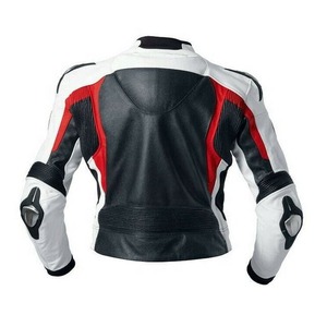 เสื้อแจ็คเก็ตหนังสำหรับขี่มอเตอร์ไซค์ผู้ชาย สีดำขาว แขนยาว กันลม ใส่ได้ทุกฤดู - Product Image 2