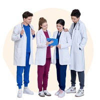 Mantel lab kualitas terbaik, seragam pabrik VN dokter apoteker lengan pendek medis dengan logo pria/wanita katun-fmf