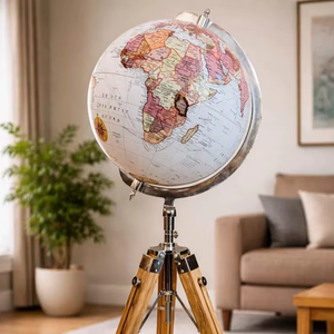 Globo Terráqueo Decorativo de Metal Moderno con Recubrimiento de Color Personalizado y Base Sólida Resistente para Exhibición en Escritorio, Oficina o Sala de Estudio - Product Image 1